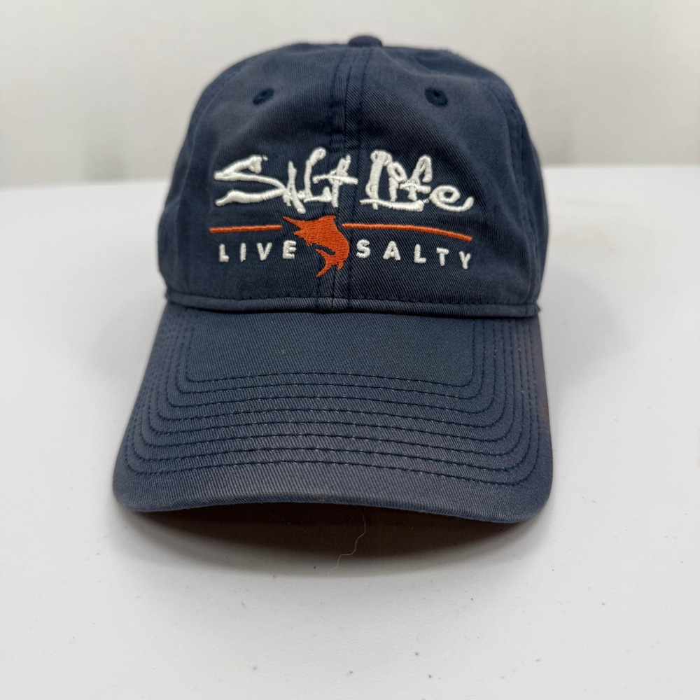 Salt Life Baseball Cap Mens OSFM Navy Blue Live Salty Marlin Embroidered Hat